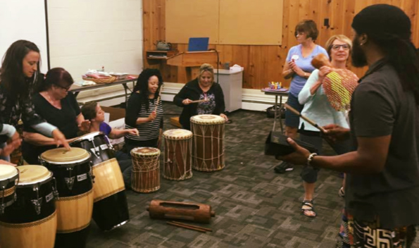 Chi Amen-Ra African drumming session at Higgins Lake