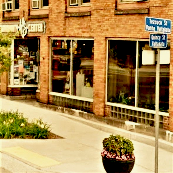 A picture of the corner where the art center is in Hancock, Michigan